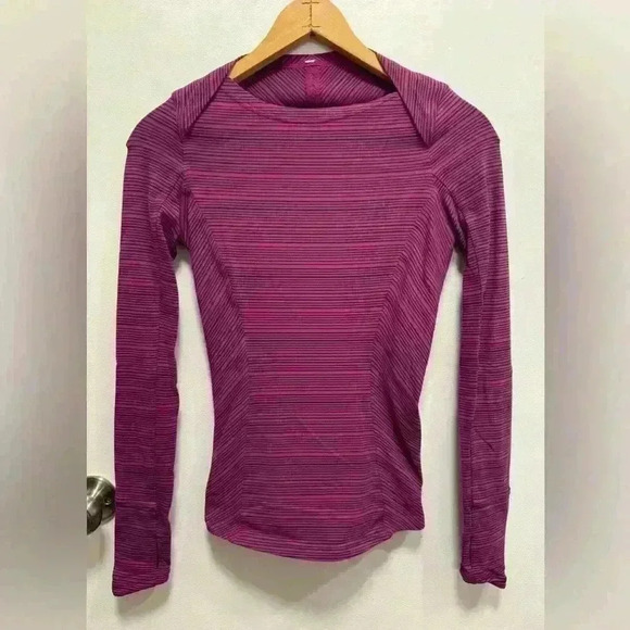 Lululemon Kanto Catch Me Long Sleeve Rulu Top Purple Stripe Size small - Picture 1 of 10